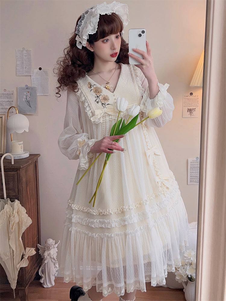 Letters from Unknown Star - Sunflower Diary - Spring Lolita Dress Long Sleeve OP