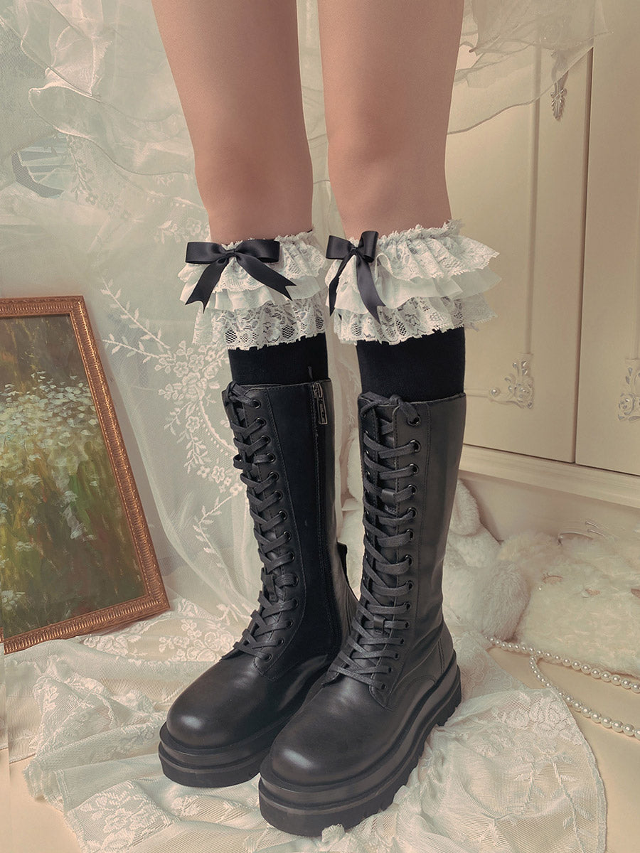 WAGUIR - Lolita Bow Cotton Socks Lace Socks
