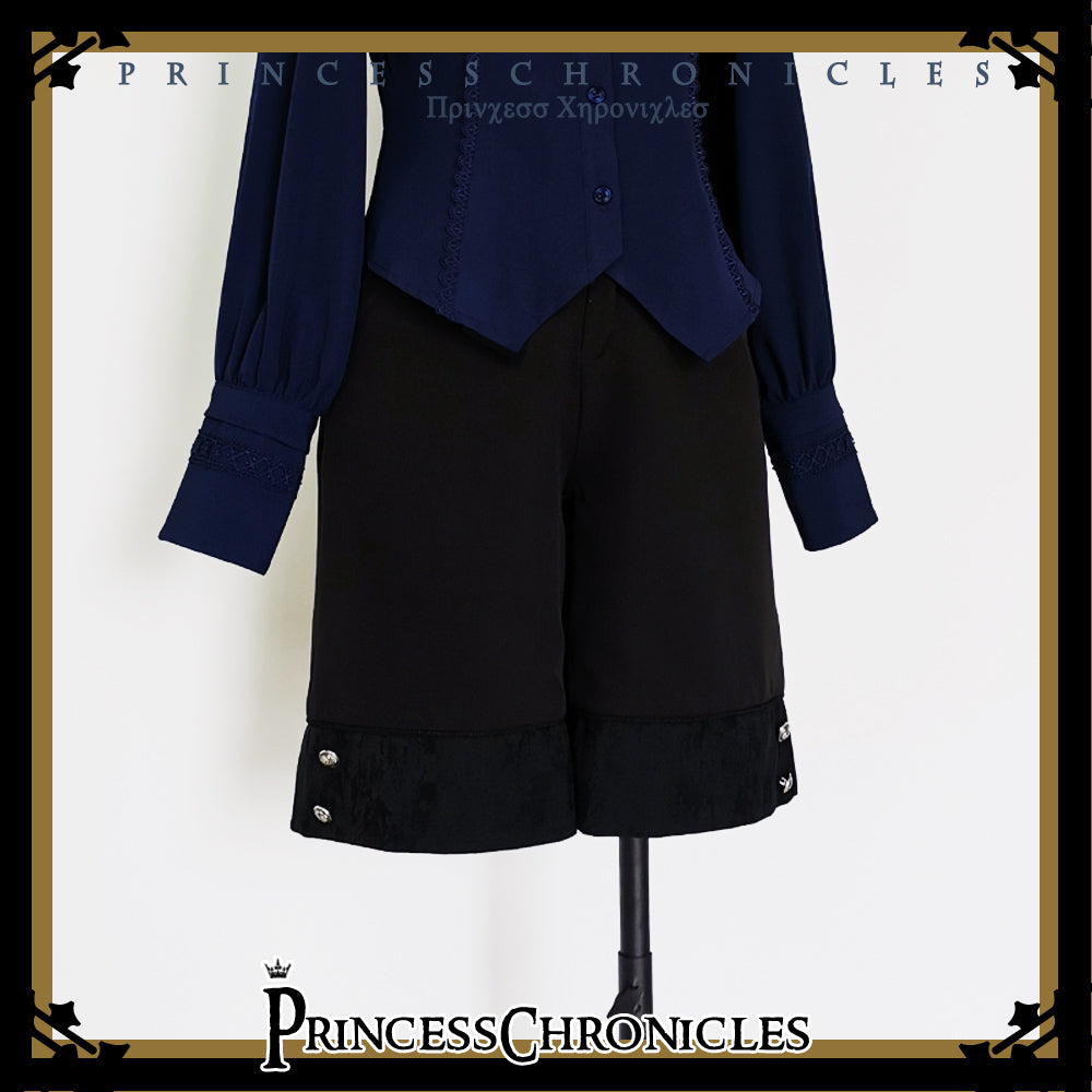 Princess Chronicles - Black and Blue - Ouji Lolita Casual Shorts S Shorts Only