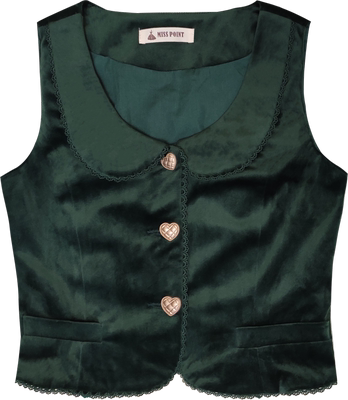 Miss Point - Christmas Preppy Style Velvet Lolita SK Vest Set XS dark green vest