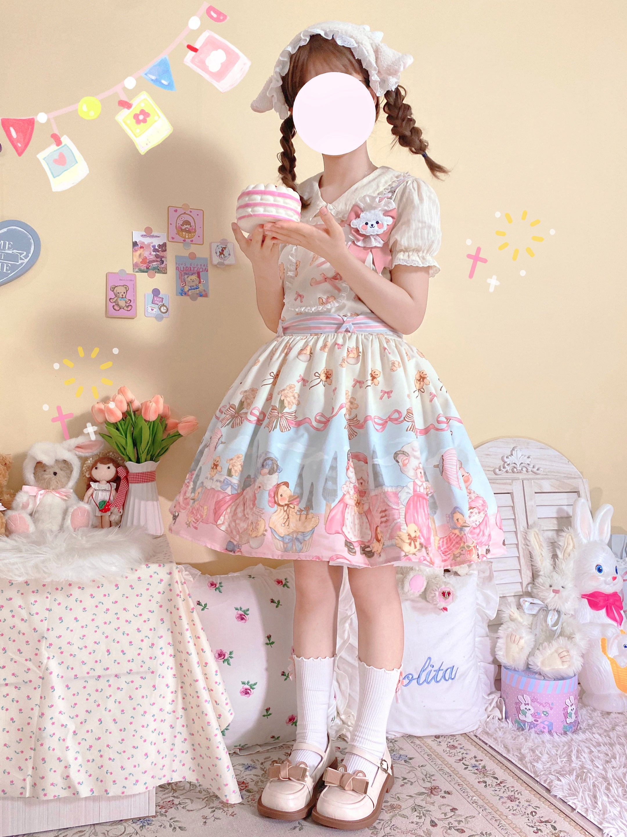 (Buyforme)MeowMeow~Sheep Pattern Waltz Princess Lolita JSK Salopette 11806:122390