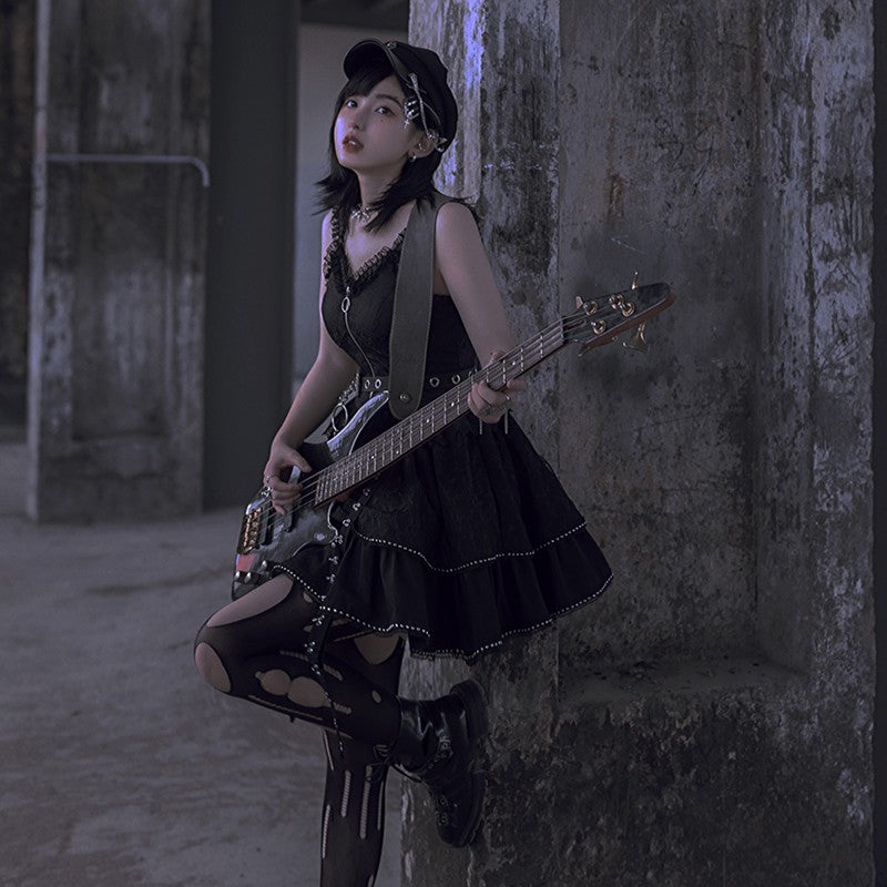 With Puji~Trapped Song~Punk Lolita JSK Dress Set   