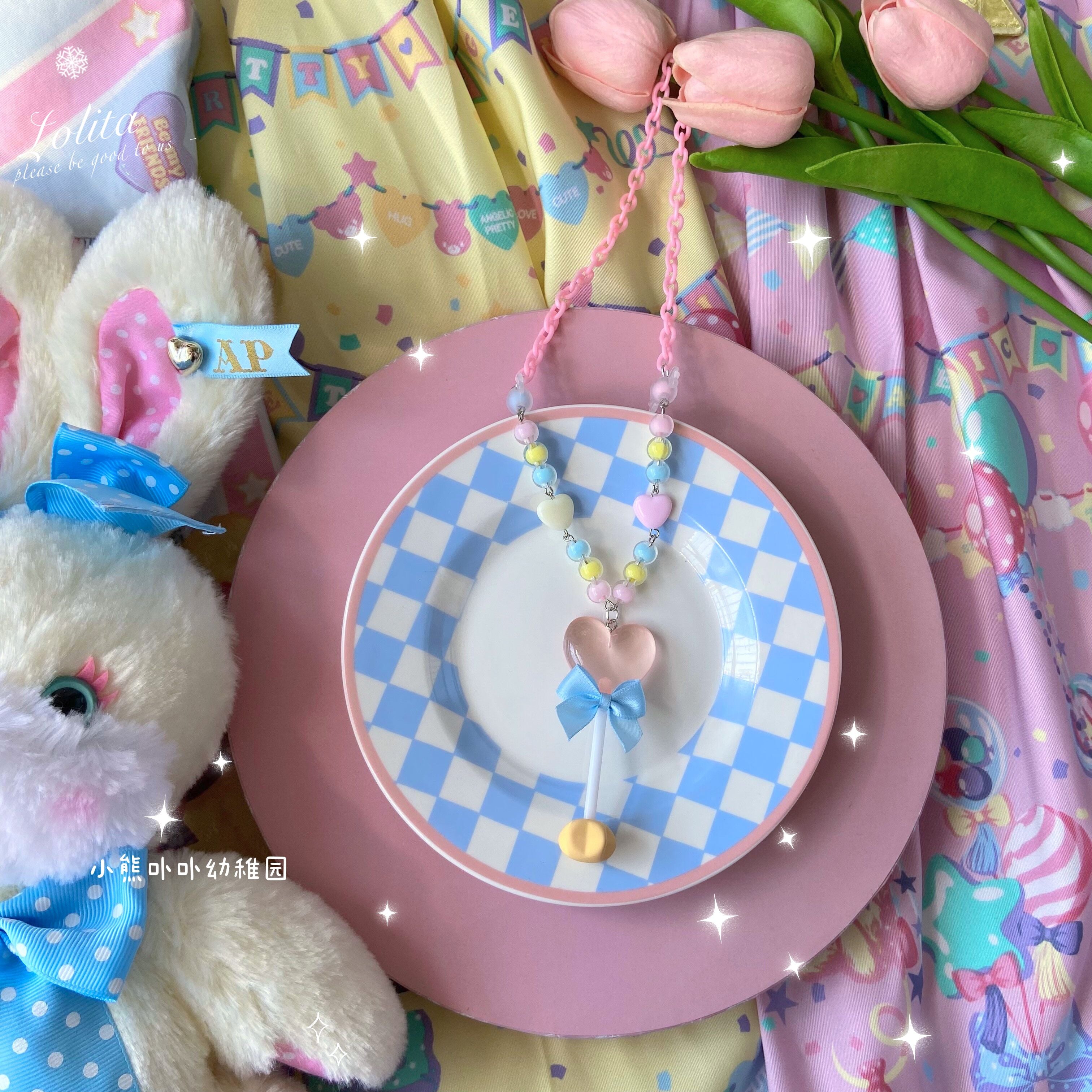 Bear Doll - Sweet Lolita Bow Heart-Shaped Sweater Chain