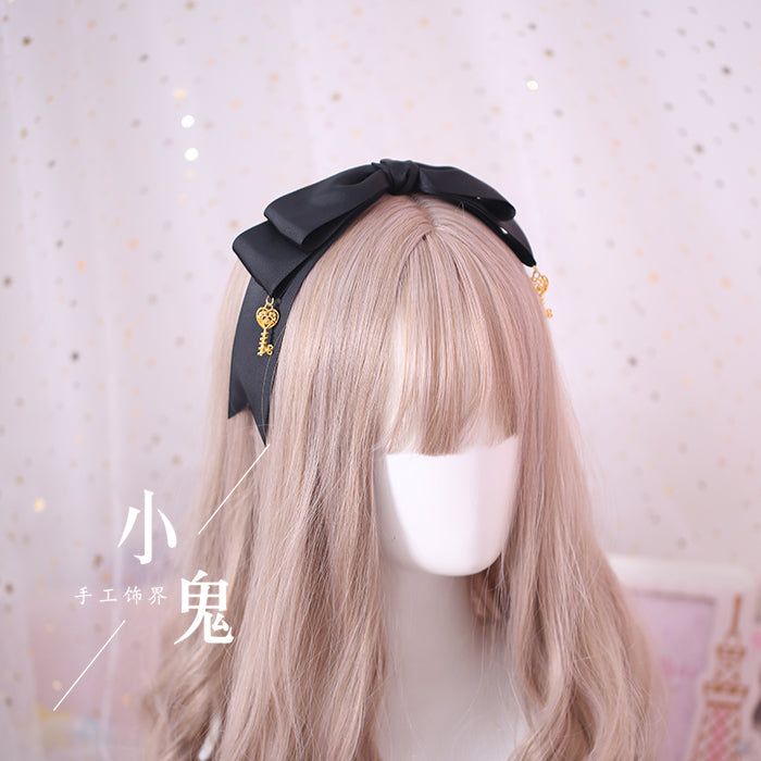 Xiaogui - Gothic Accessories Lolita Bow KC Hairclip No.3 big bow key pendant KC