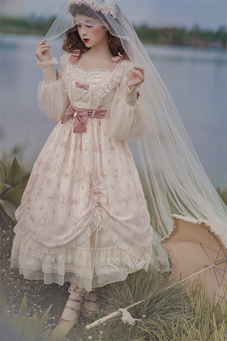 Letters from Unknown Star - Time Stationery - Elegant Lolita Long Sleeve OP Dress