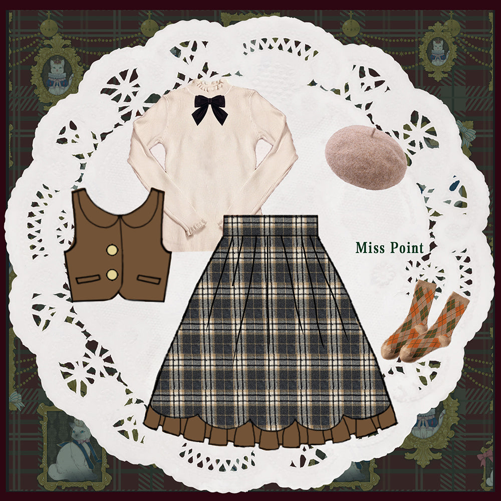 Miss Point - Christmas Preppy Style Velvet Lolita SK Vest Set