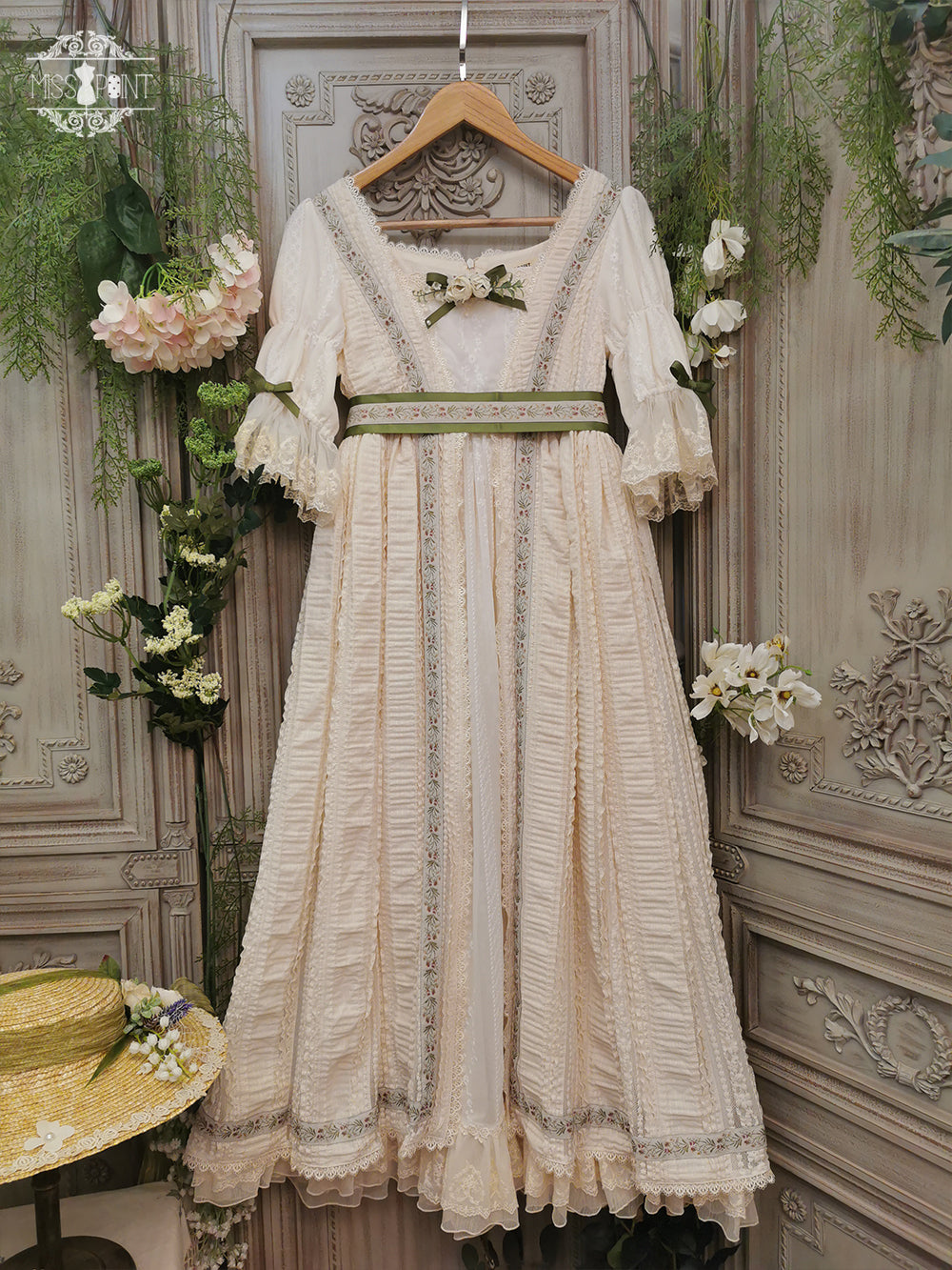 Miss Point~The Sally Gardens~Elegant Lolita Lotus Sleeves OP Dress (2XL L M S XL / beige) 8500:91508