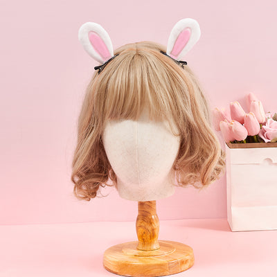 Sugar Time~Kawaii 3D Rabbit Ear Kid Lolita Hair Clips white-pink/a pair  