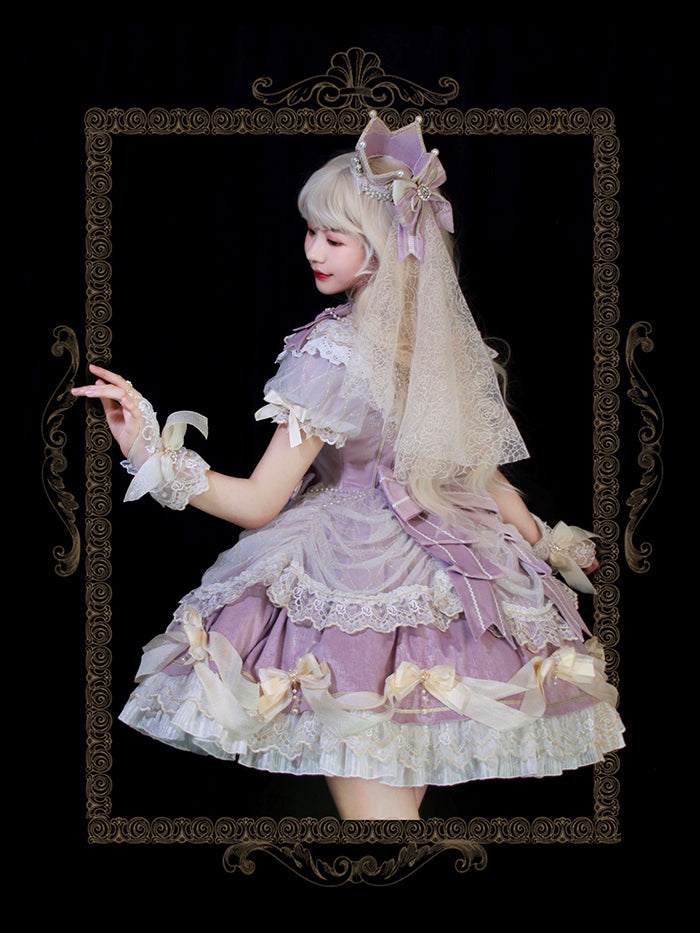 Alice Girl~Multicolor Lolita Crown With Veil~Girl Anniversary Accessory   