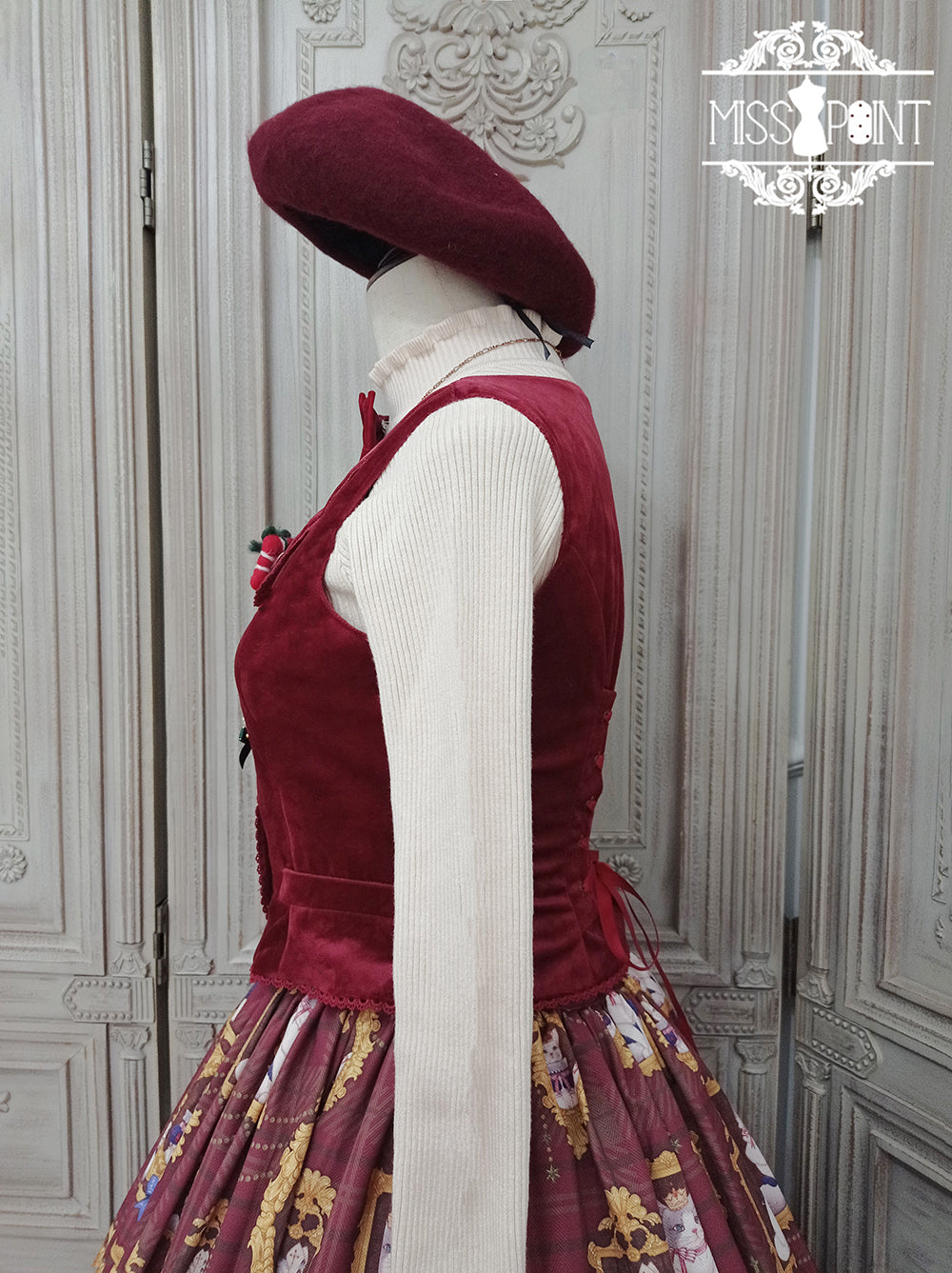 Miss Point~Christmas Preppy Style Velvet Lolita SK Vest Set 3690:22695