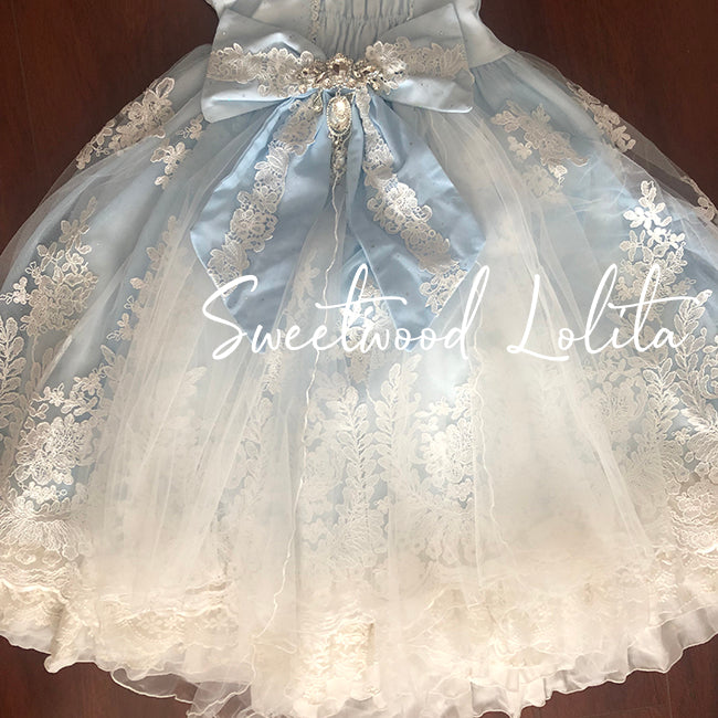Sweet Wood - Secret Garden In Midsummer - Lolita Bonnet, Necklace, Accessory blue gauze trailing