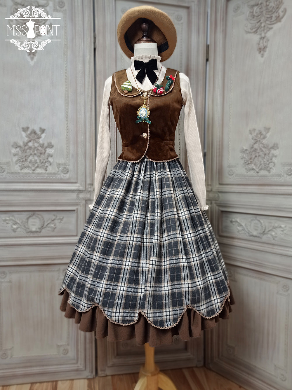 Miss Point~Christmas Preppy Style Velvet Lolita SK Vest Set 3690:22735