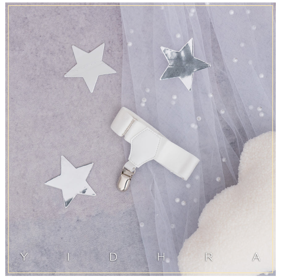 Yidhra - Lolita Tights Holdups Anti-slip Leg Clips One Size a pair of single head version (white)