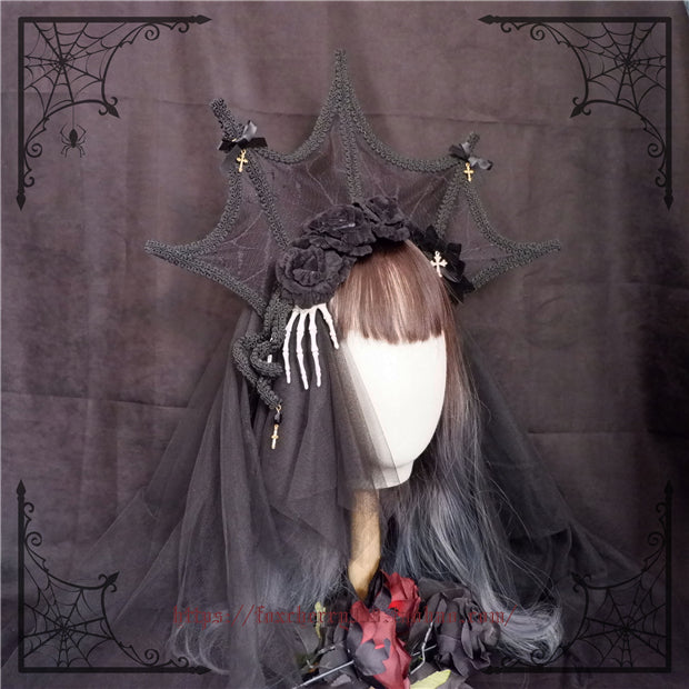 Fox Cherry - Gothic Flowers Hand Bone Cross Headdress