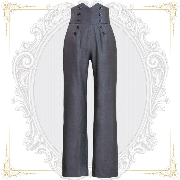 Ouji Lolita Deacon-style Retro Trousers XS light grey trouders