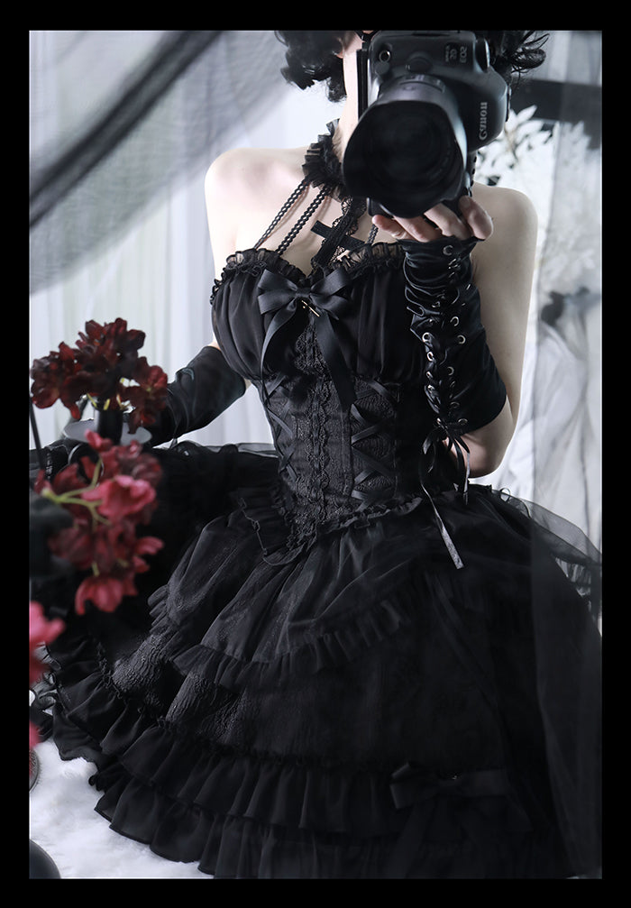 Alice Girl~Cross Maiden~Gothic Lolita Dress Ballet Halterneck Lolita JSK Dress 104:66981