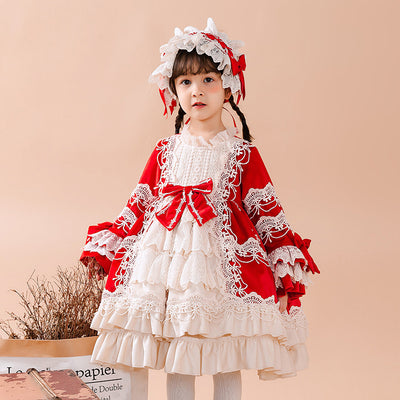Kid Lolita Winter Velvet Dress red dress（with headhand） 80cm 