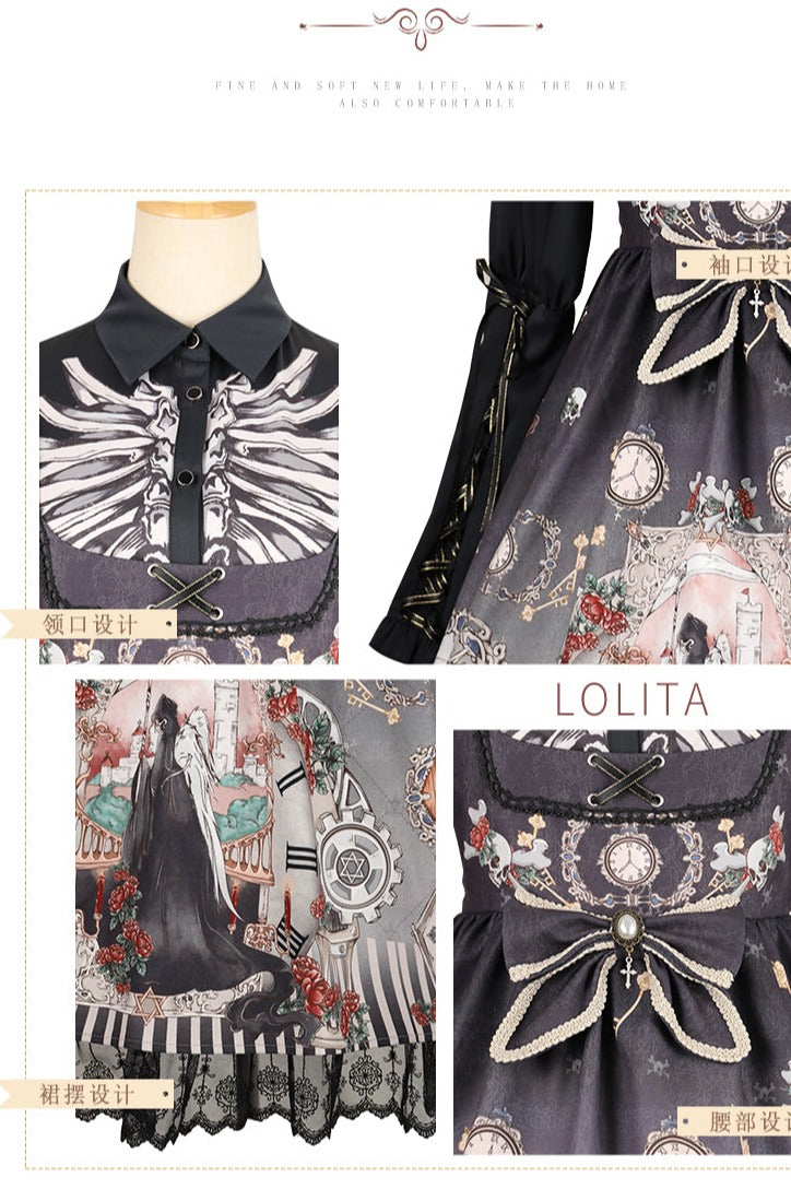 YingLuoFu - Black Fairytale - Gothic Twins Lolita JSK 4064:17489