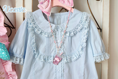 (Buyforme)Vcastle~Fondant Horse~Blue Doll Collar Lolita Shirt   