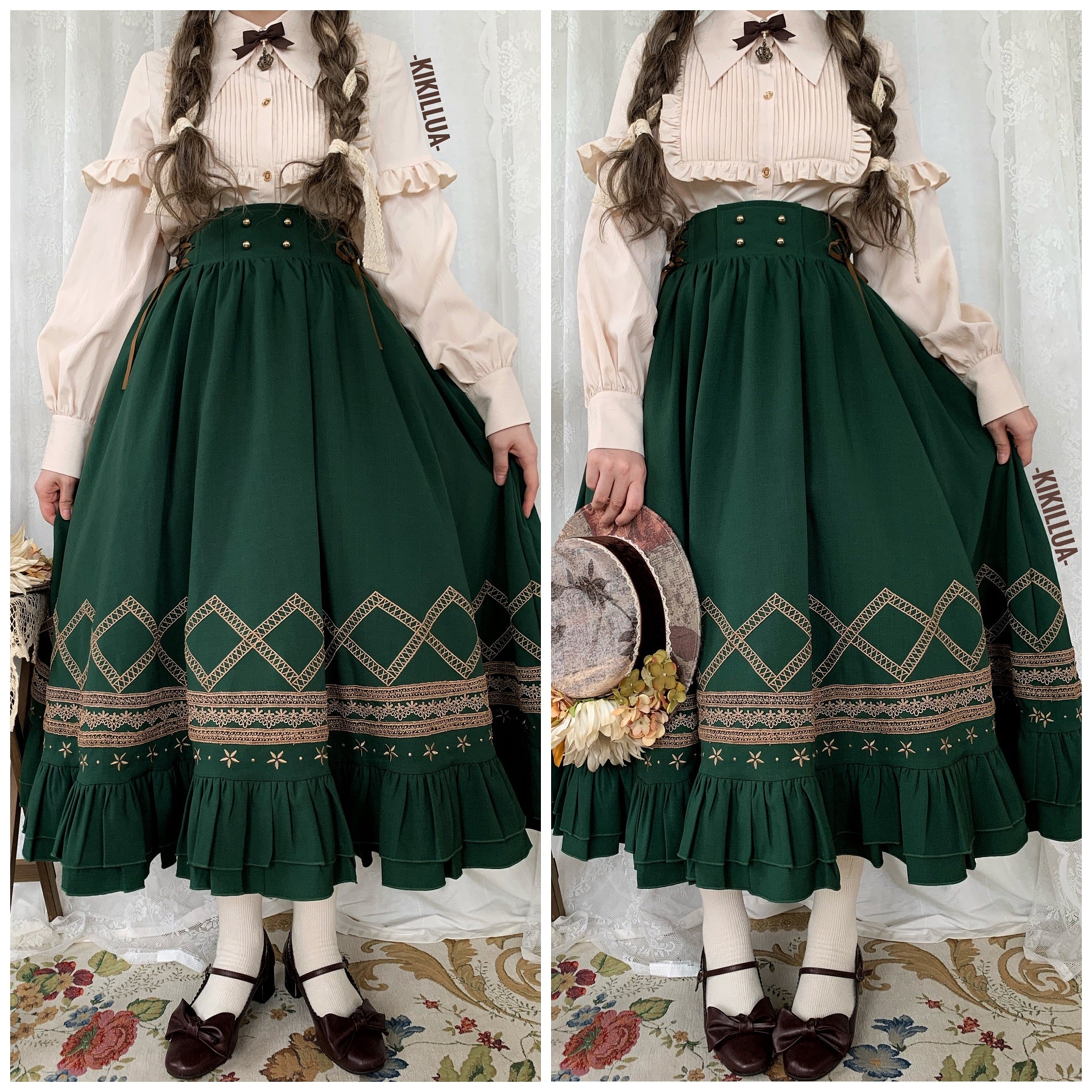 Yuan Su - Elegant Lolita Long Sleeve Blouse S blouse with white cuffs (sent out in 25-30 days)
