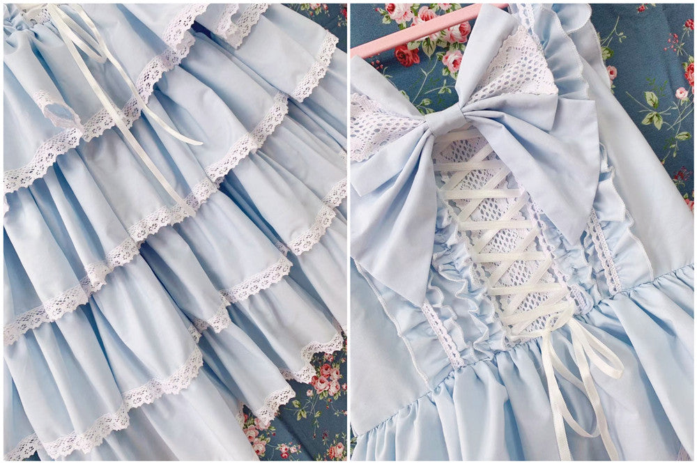 Ilovexiaolu - Princess Tata Kawaii Solid Color Lolita JSK