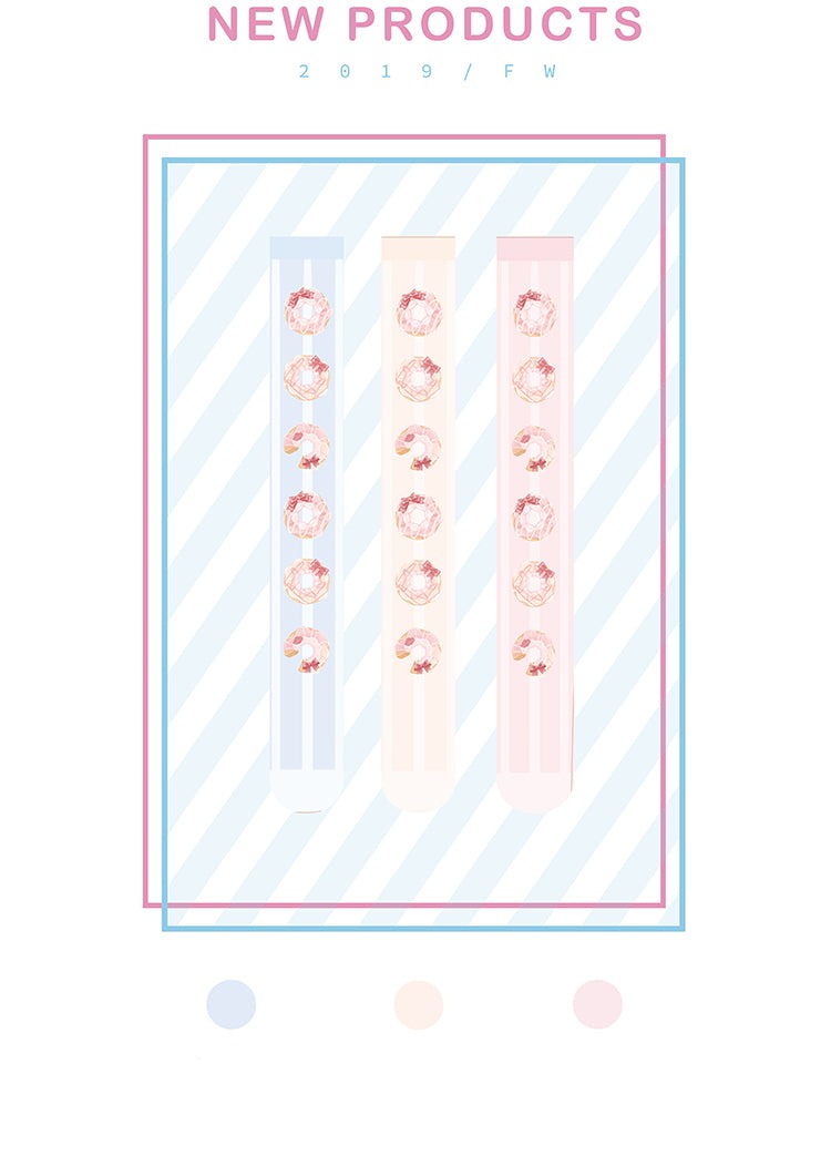 Roji roji - Doughnut Printed Velvet Thigh Stockings