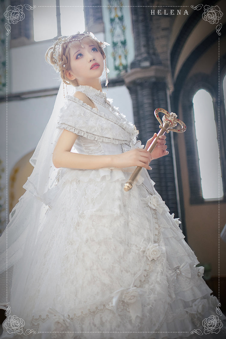 Youpairui - Helena - White and Black Lolita Tea Party JSK Suit