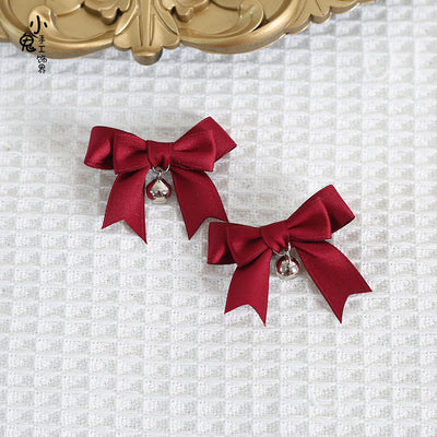 Xiaogui - Sweet Japan Fashion Lolita Bell Bow Clip Dark red