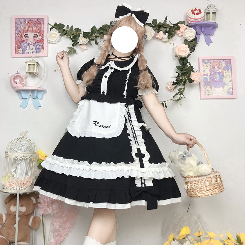 Niu Niu - Plus Size Lolita Nurse Summer OP Dress M black