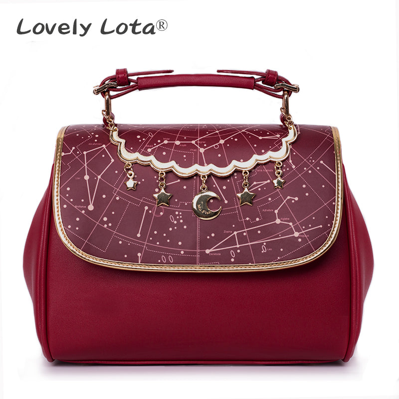 LovelyLota - Star Dream - Gothic Lolita Star Bag burgundy (print)