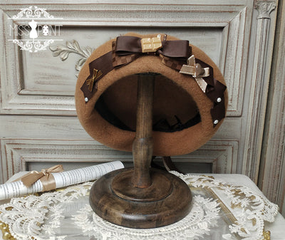 Miss Point - Chocolate Daily Light Sweet Lolita Hat camel hand-made hat