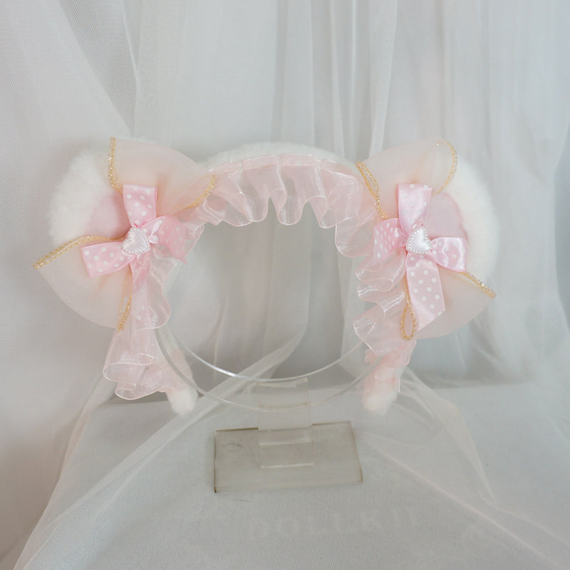 MaoJiang Handmade - Kawaii Lolita Bear Ears Headband pink