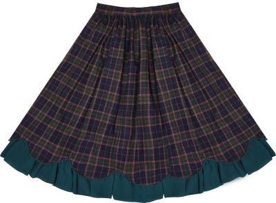 Miss Point - Christmas Preppy Style Velvet Lolita SK Vest Set XS plaid green SK