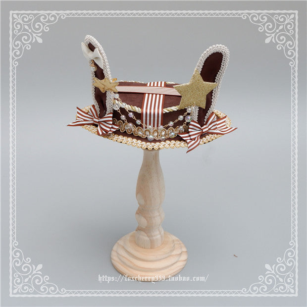 Fox Cherry - Lolita Rabbit Ears Top Hat Multiple colors One Size brown