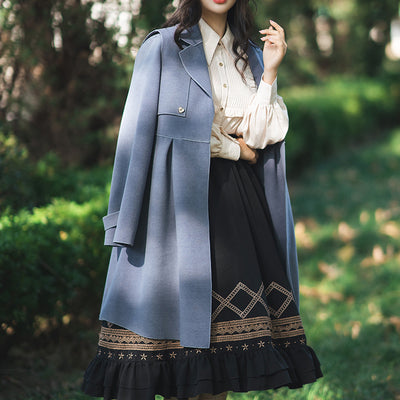 Yuansu - To Early Winter - Multicolors Lolita Winter Overcoat S gray blue thin version