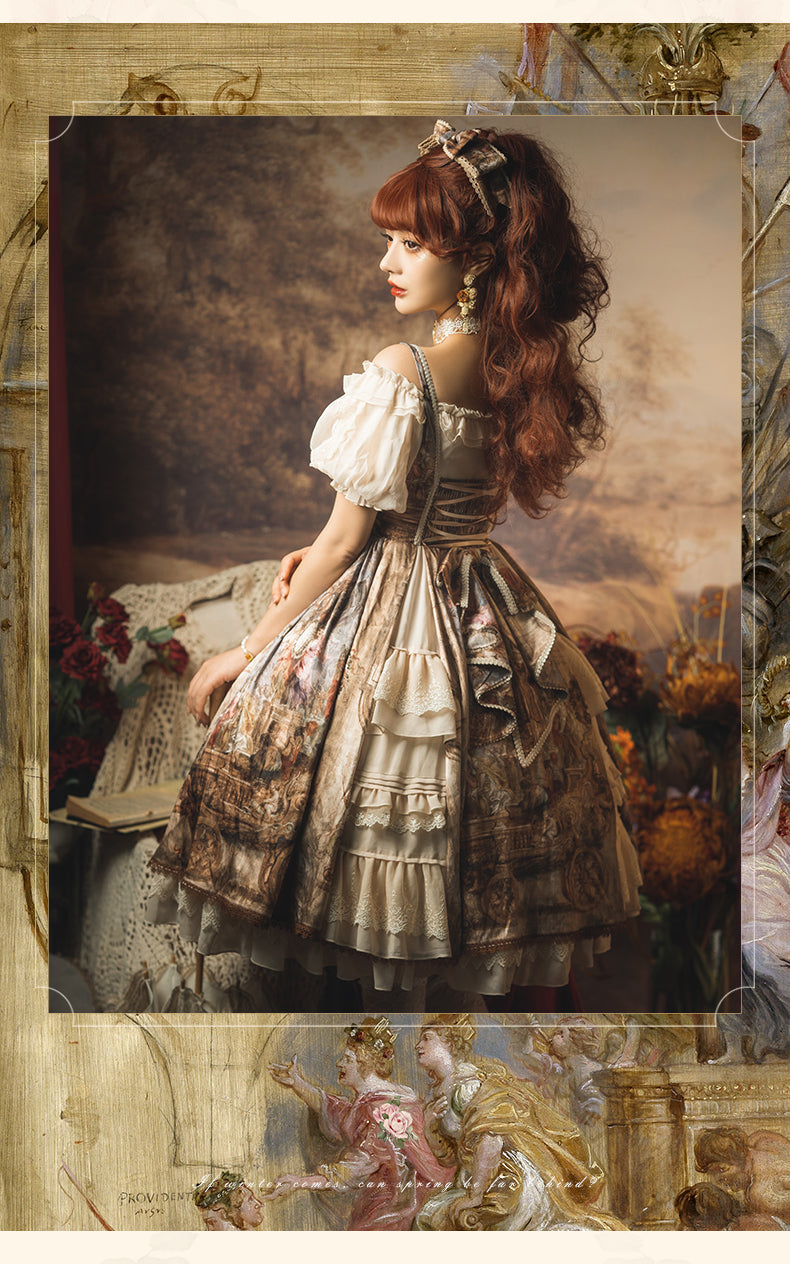YingLuoFu - Cloria - Classic Oil Paiting Print Lolita JSK