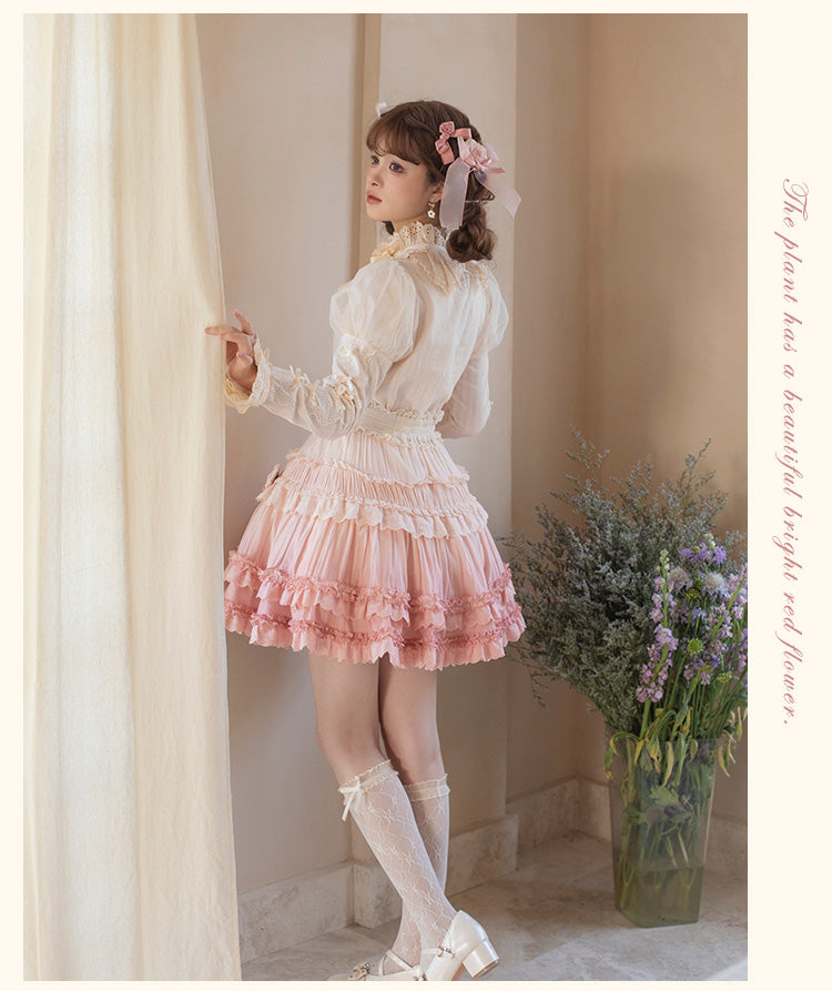 (Buy for me) Flower and Pearl Box~Austin In The Garden~Sweet Lolita Camisole and Skirt S short SK gradient pink