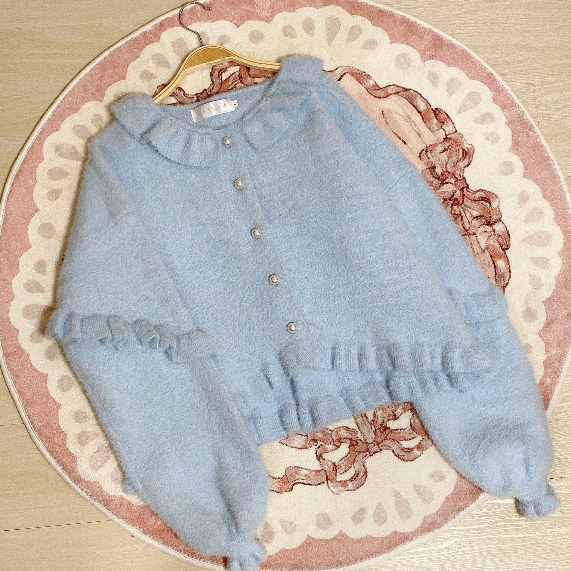 MIST - Small Ointment - Sweet Lolita Thick Sweater Coat Puff Sleeve S light blue