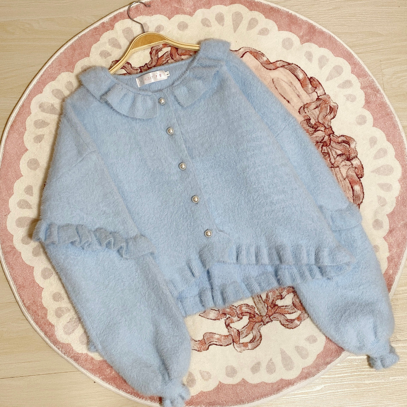 MIST~Small Ointment~Sweet Lolita Thick Sweater Coat Puff Sleeve S light blue 