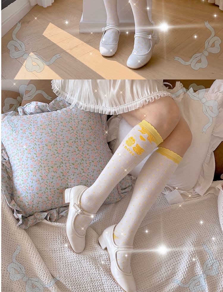 Roji roji - Bear Bunny Cotton Lolita Calf Socks calf socks yellow