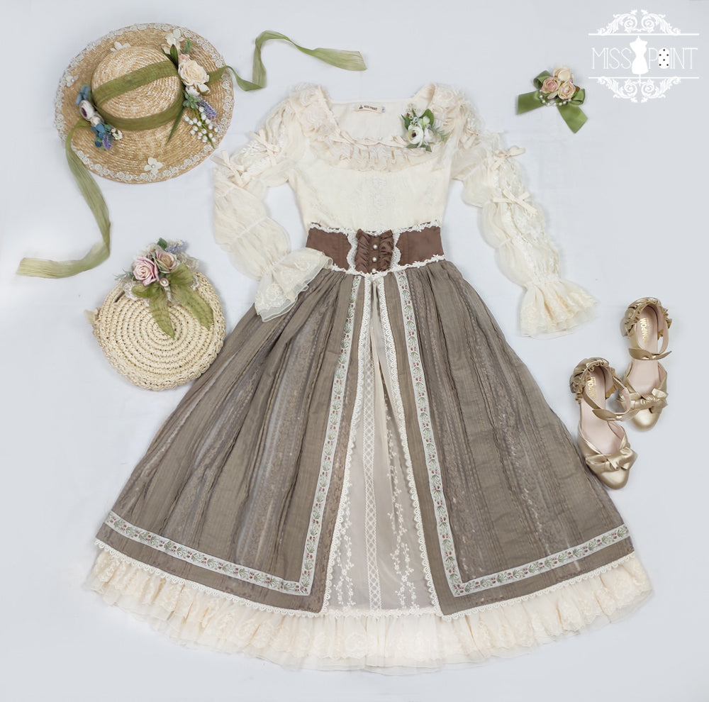 Miss Point~The Sally Gardens~Fish Bone High Waist Lolita Skirt 8492:91142