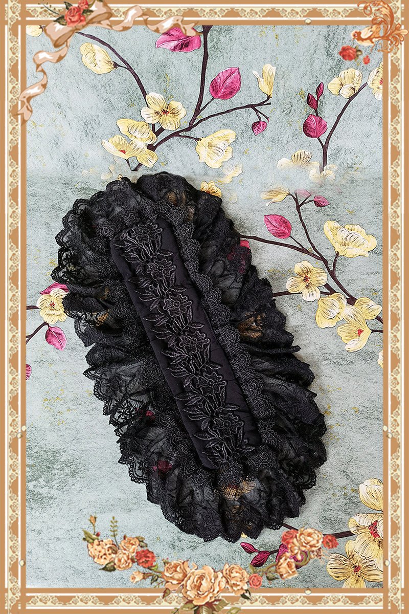 Infanta - Vintage Doll Patchwork Sleeve Lolita OP S black hairband