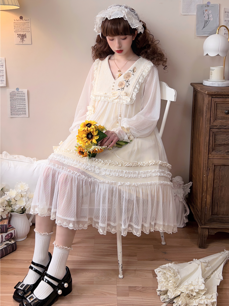 Letters from Unknown Star - Sunflower Diary - Spring Lolita Dress Long Sleeve OP