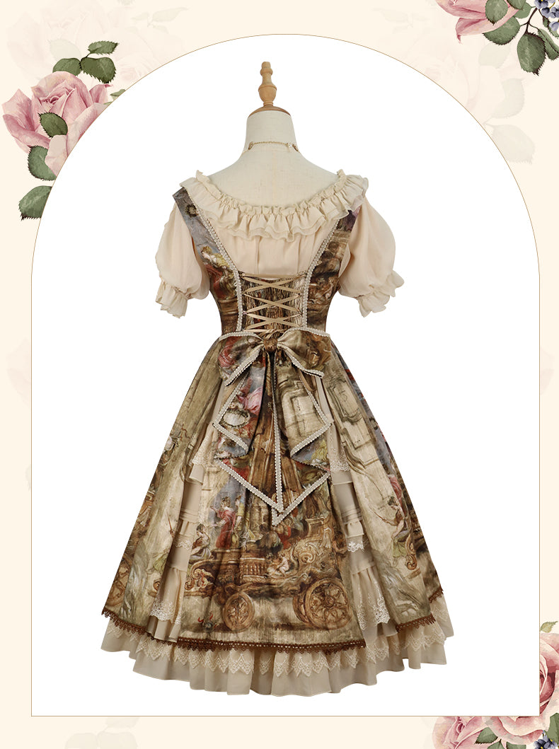 YingLuoFu - Cloria - Classic Oil Paiting Print Lolita JSK