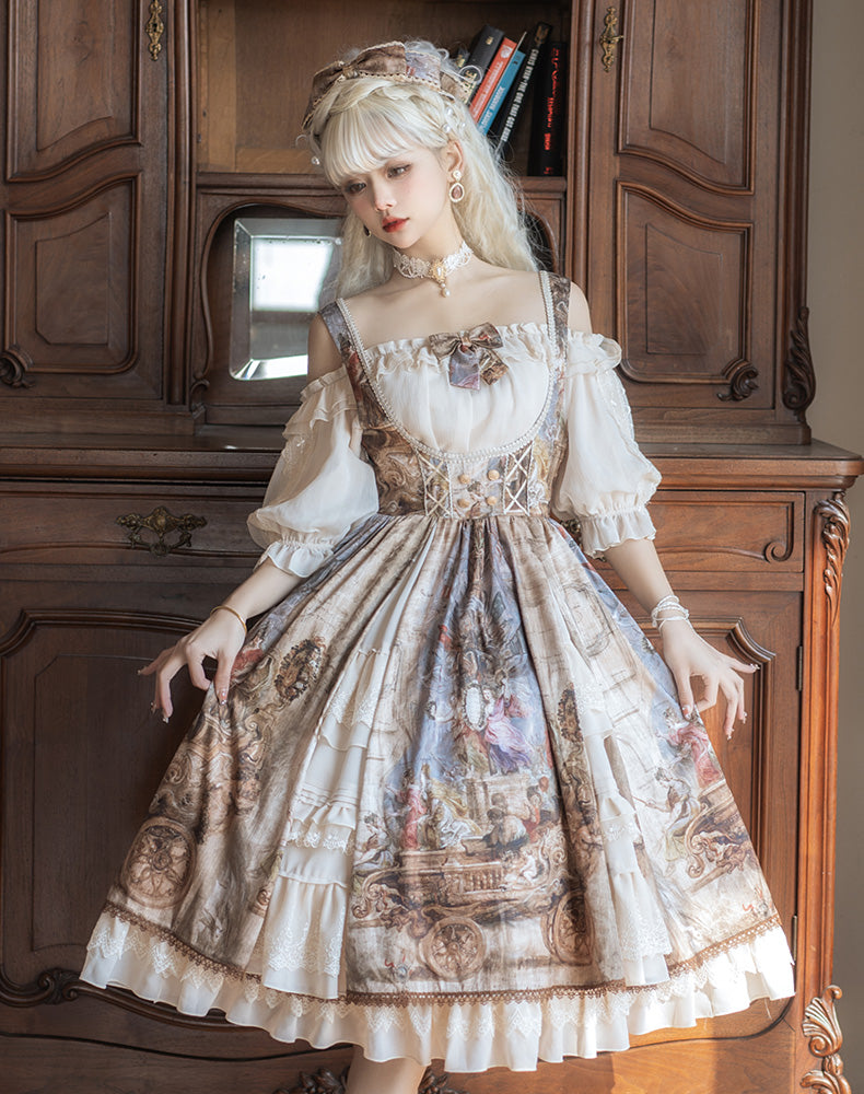 YingLuoFu - Cloria - Classic Oil Paiting Print Lolita JSK