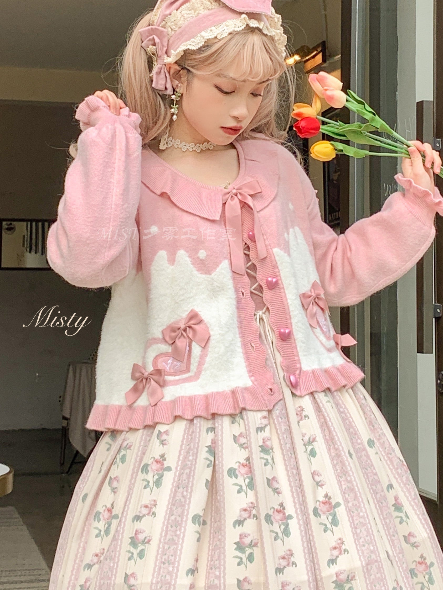 MIST~Beating Heart~Sweet Lolita Thick Sweater Coat Puff Sleeve 9908:114948