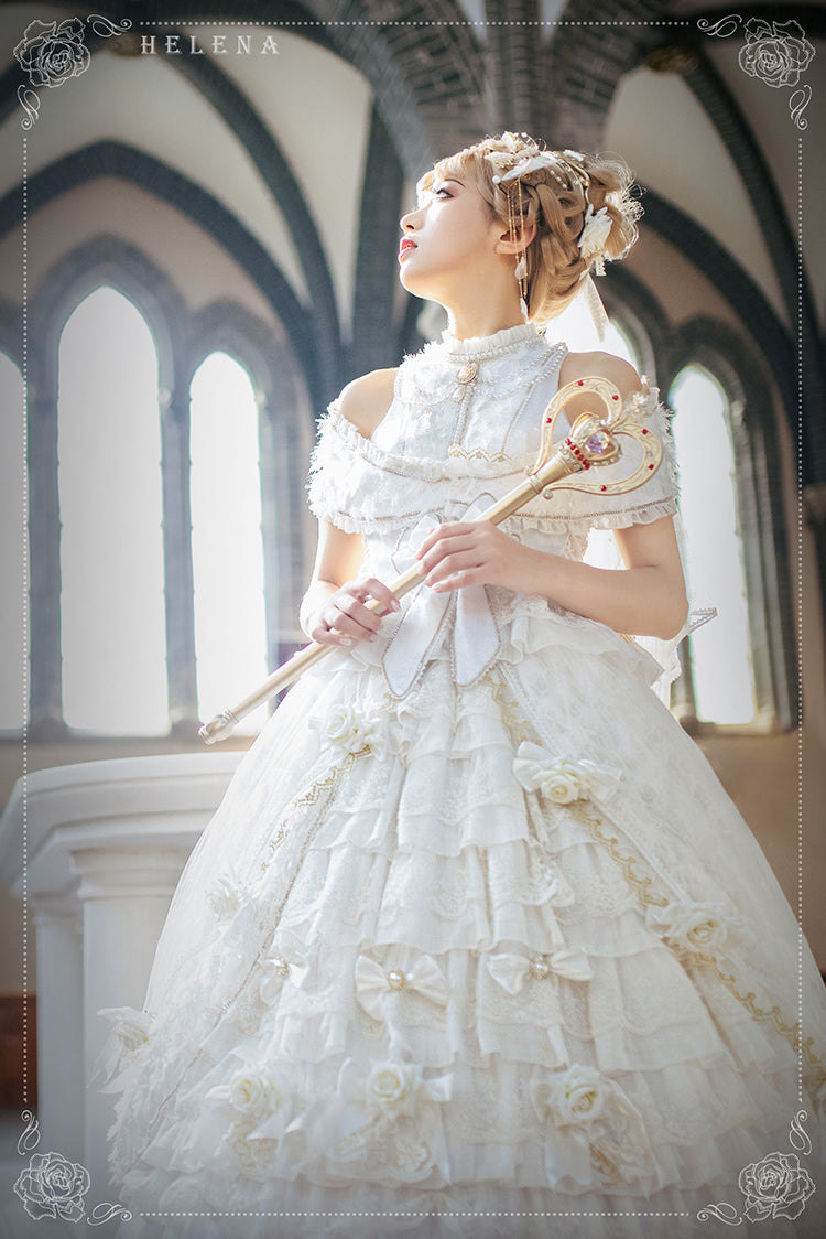 Youpairui - Helena - White and Black Lolita Tea Party JSK Suit