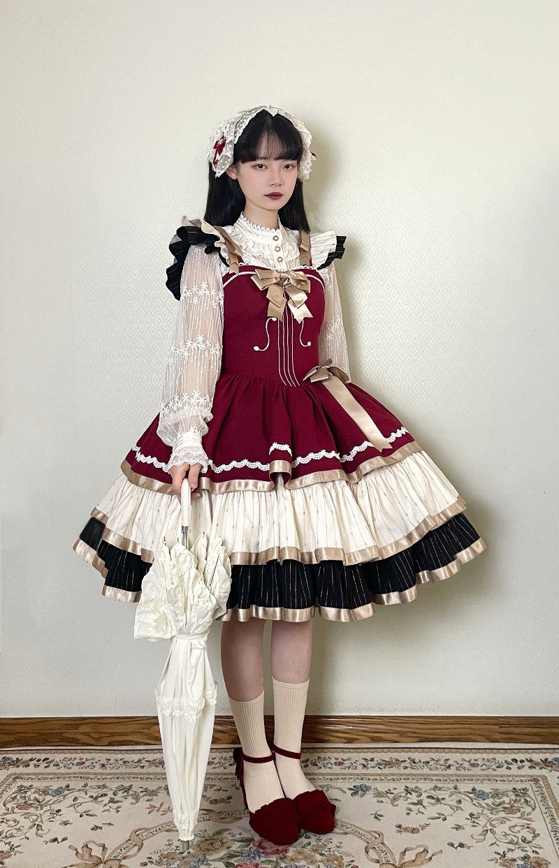 Krncrlo - Cello Vintage Elegant 3 Tiered Lolita Jumper Dress