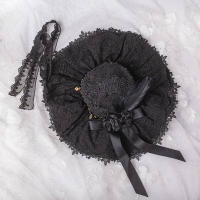 Dawn and Morning - The Dawn Song - Plus Size Lolita Elegant OP Dress S Black Flat Cap