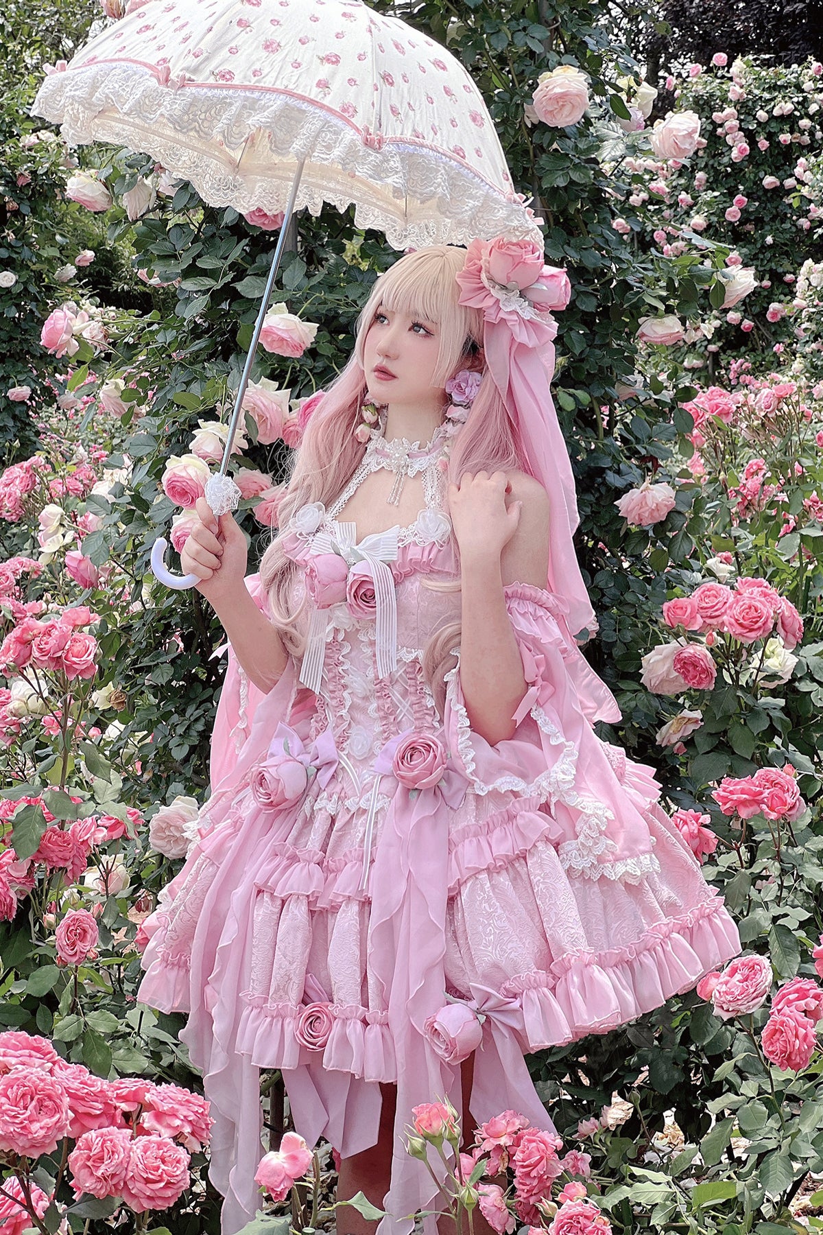 Kawaii Pink Large Lolita Jsk Dress Set - l